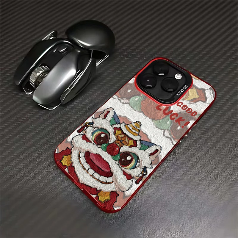 创意舞狮头适用苹果15pro手机壳iphone14龙年元气壳华为vivo小米
