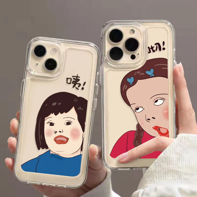 趣味搞怪女孩手机壳适用苹果13/14华为荣耀oppo小米vivo少女创意
