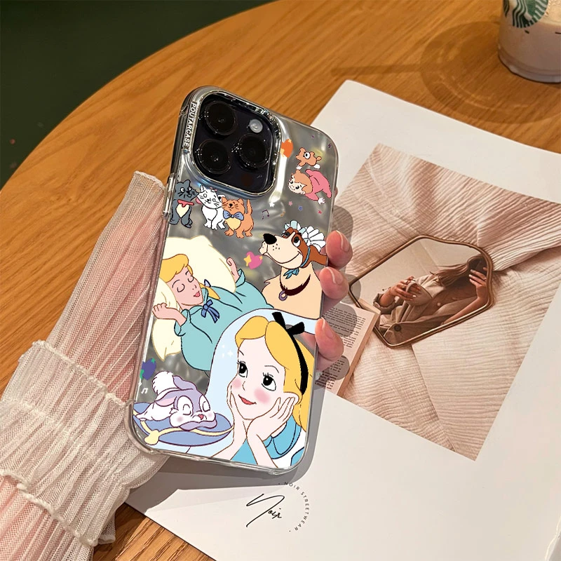 爱丽丝公主水波纹适用15手机壳iphone14pro包边防摔13/12可爱卡通