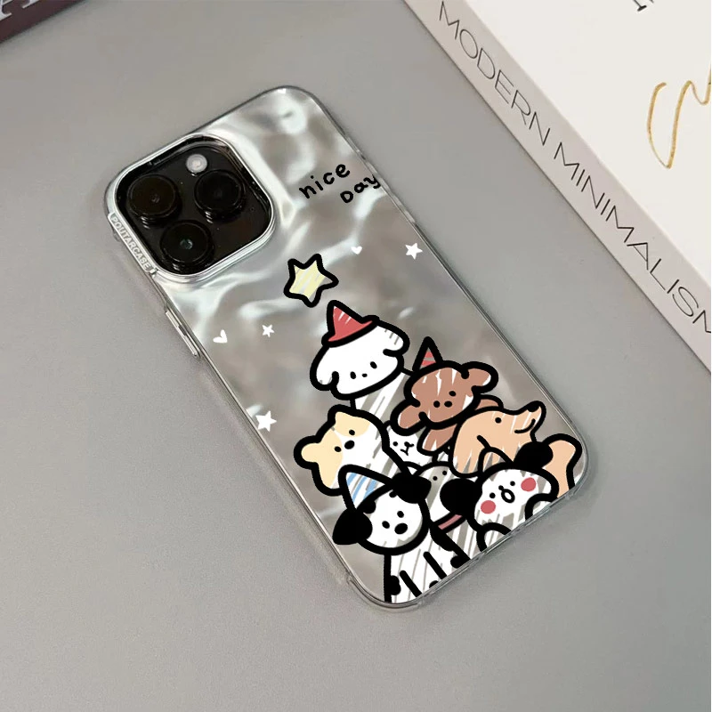 高级感苹果15手机壳圣诞小狗iphone12/13/14卡通小众风防摔14pro