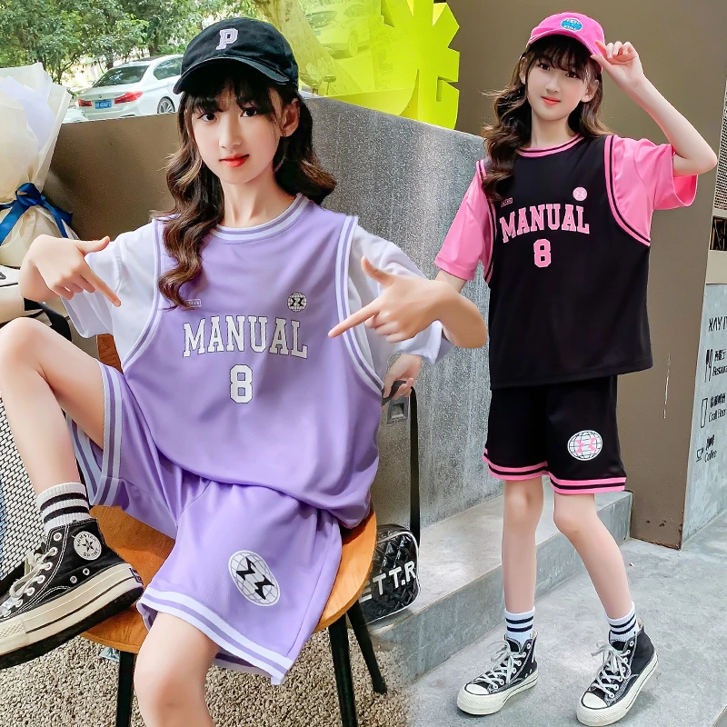 女童夏季篮球服套装大童速干球衣儿童运动短裤两件套女孩夏款衣服