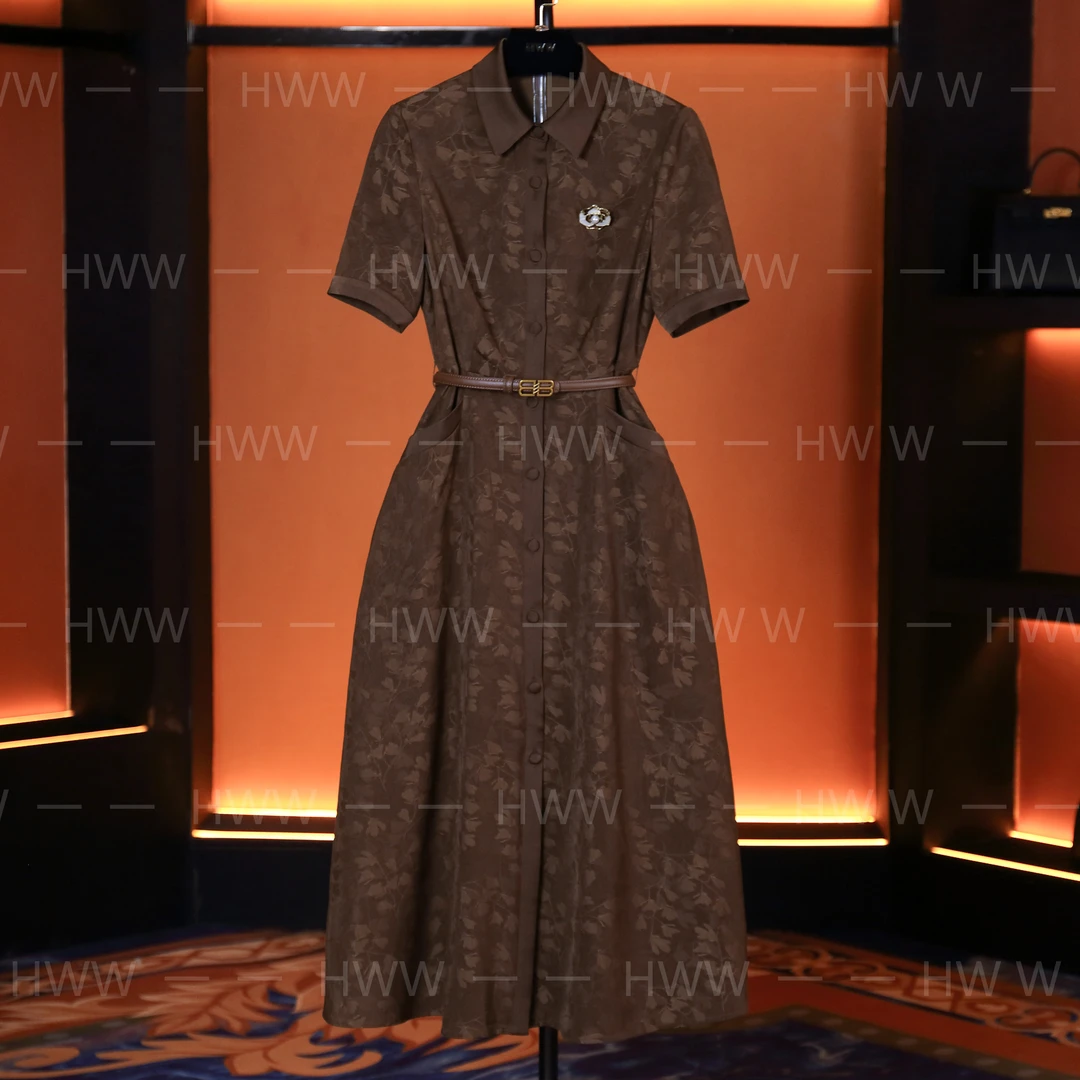 HWW轻奢设计师女士气质修身时尚大气收腰连衣裙HZ156