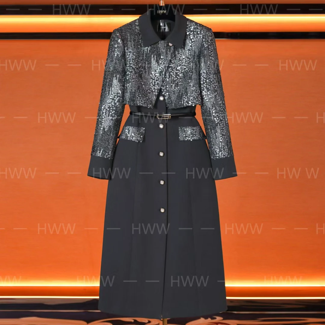 轻奢设计师女士气质修身时尚大气收腰连衣裙风衣DHZRR405211