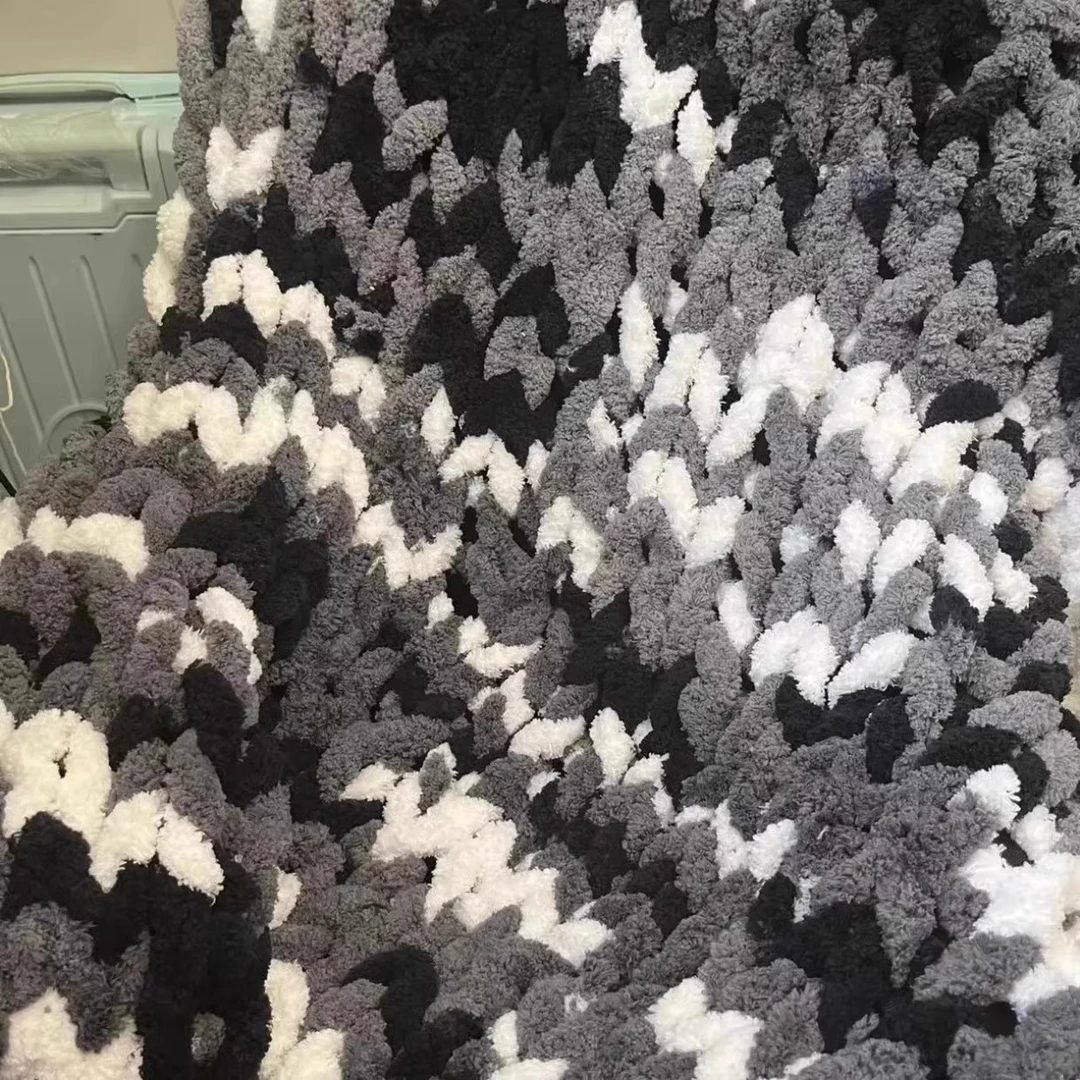 手工diy自制毛毯编织彩虹色被子粗毛线编织盖毯材料包送女友礼物