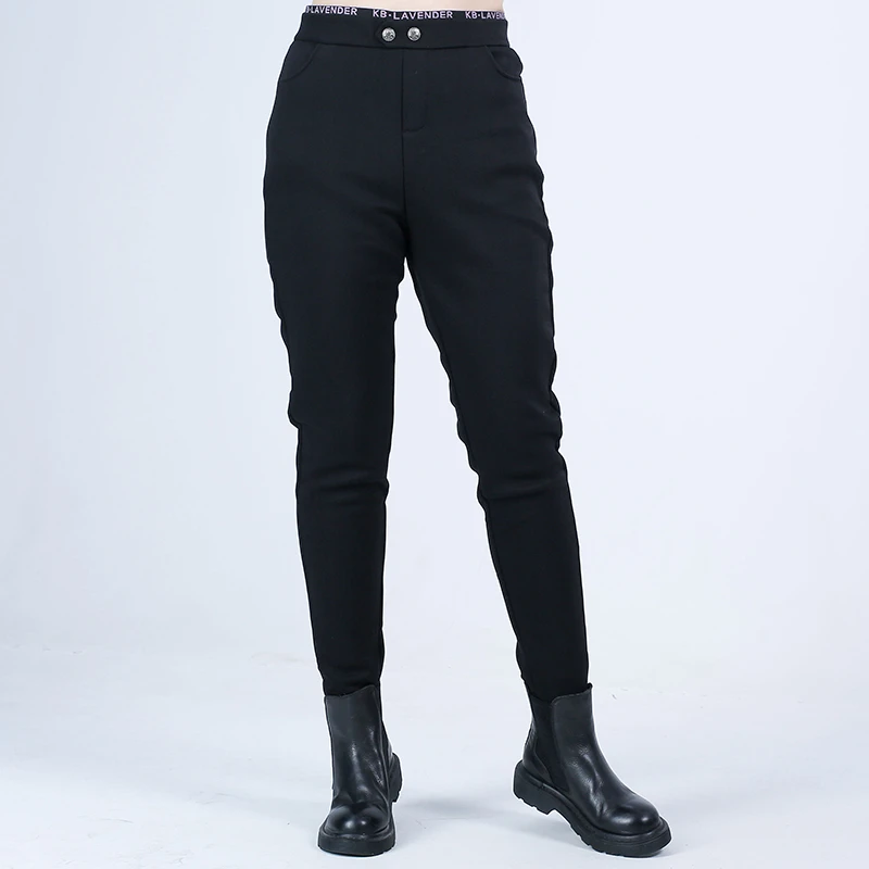 450g加绒小猫裤高弹力松紧腰加绒显瘦百搭保暖秋季大码休闲裤子女