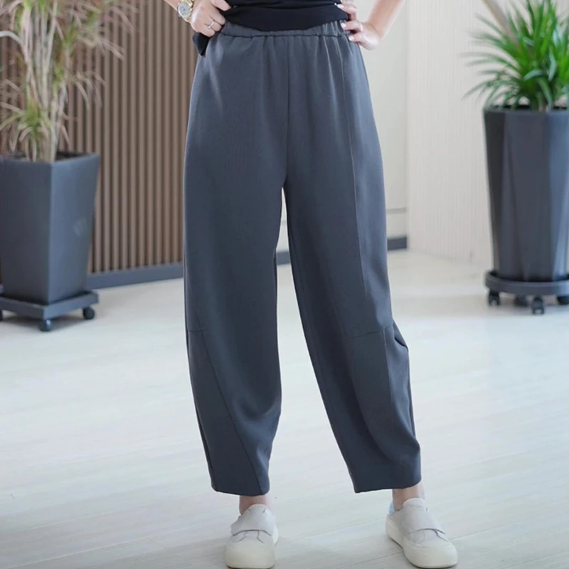 撞色脚口灯笼裤松紧腰拼接舒适百搭宽松大码显瘦哈伦休闲裤子女潮