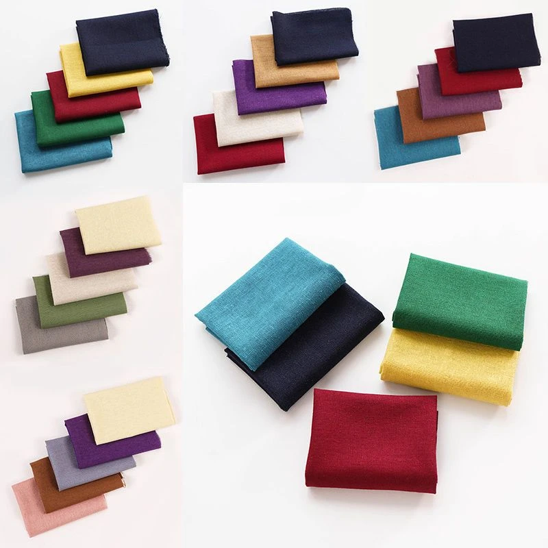 纯色亚麻拼布面料布娃娃服装加密防尘沙发套枕套素色手工diy布料