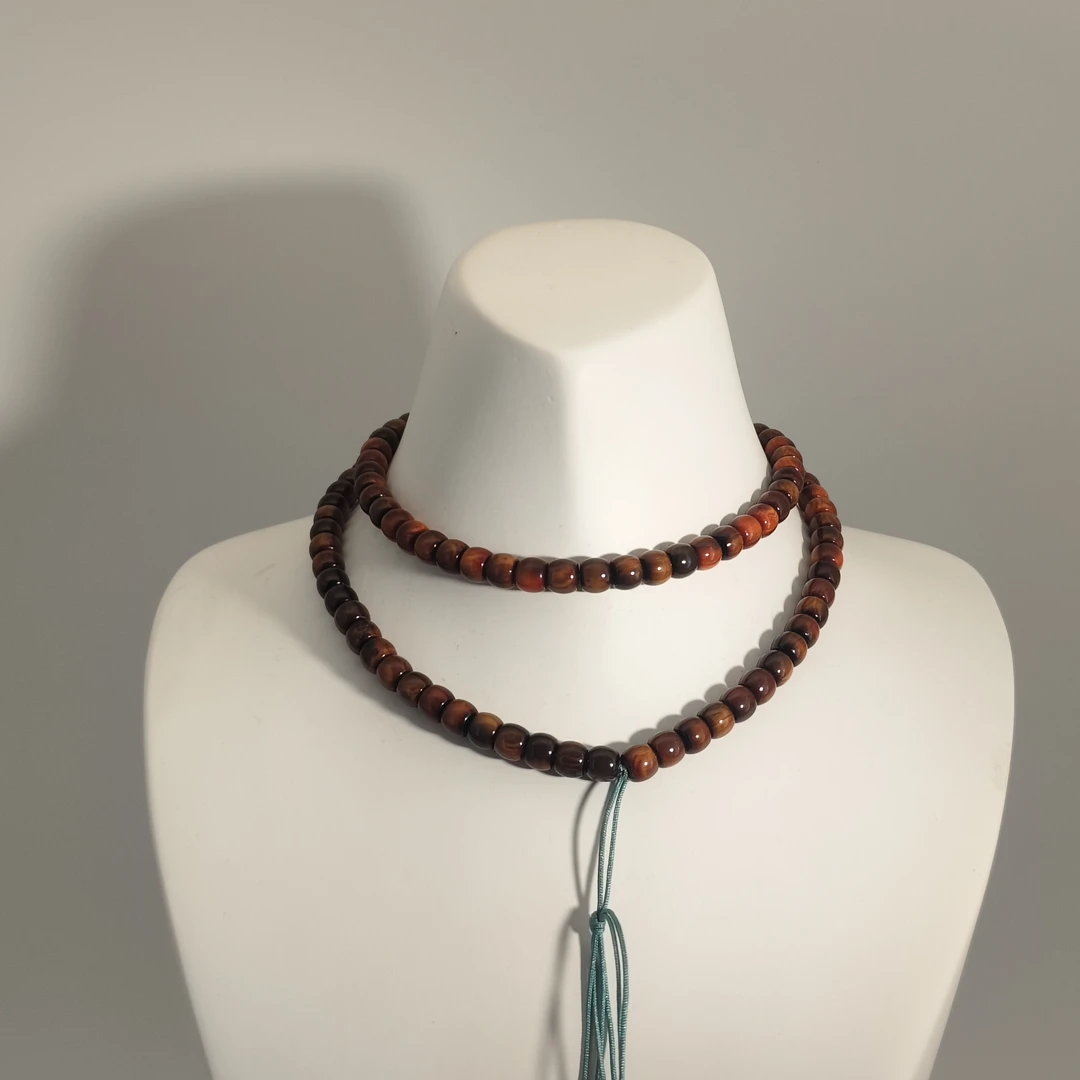 猛犸牙猪肝红双色多圈6mm+文玩假一罚四W8342