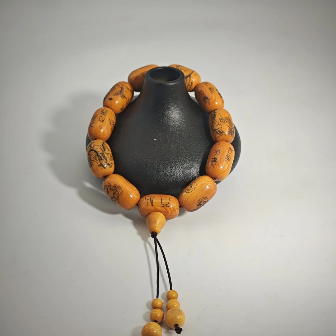 猛犸牙雕港工微刻桶珠手串19*12mm假一罚四W5802