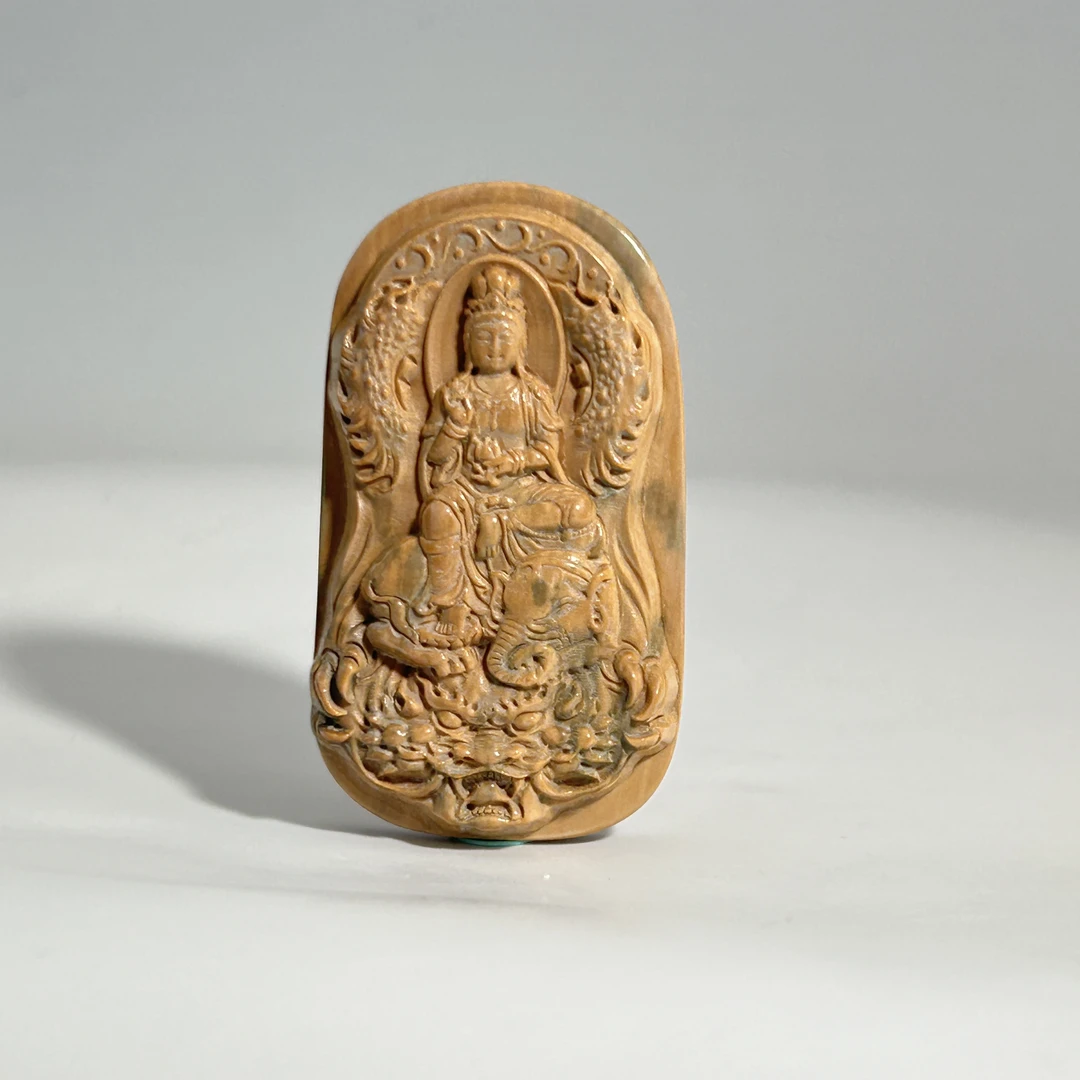 猛犸牙雕御龙观音吊坠51*28*9mm假一罚W7378