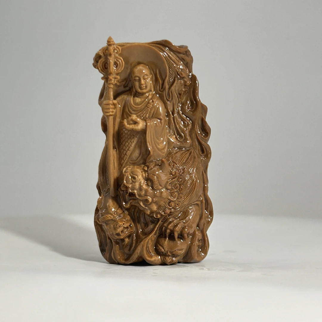 猛犸牙雕冰咖地藏王吊坠牌65*35*20mm假一罚四W7538