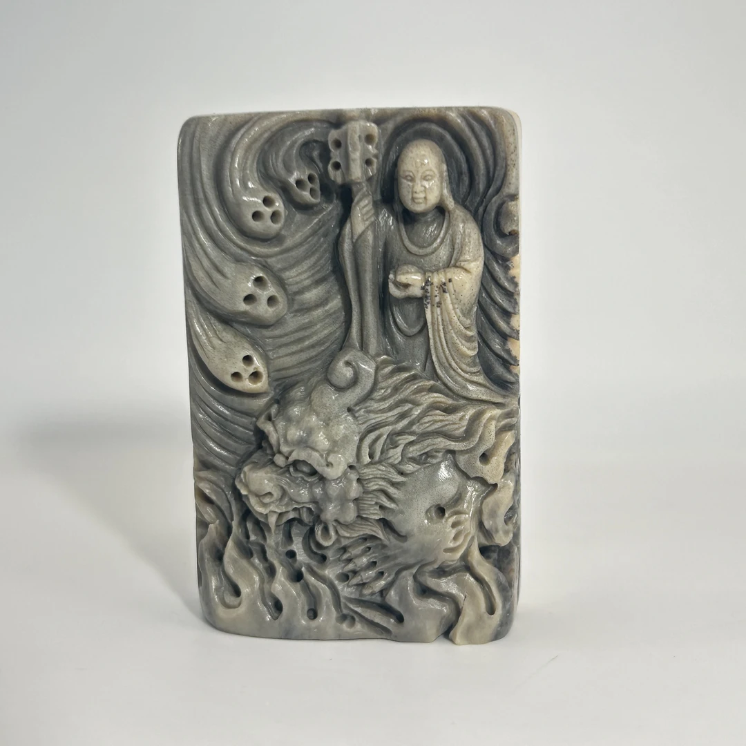 猛犸牙雕水墨地藏王吊坠65*42*18mm假一罚四W4775