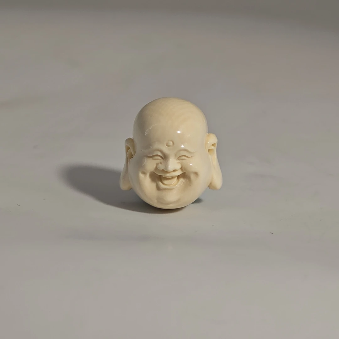 猛犸牙雕白冰料弥勒佛吊坠20*18*8mm金亮老师亲工假一罚JL7390