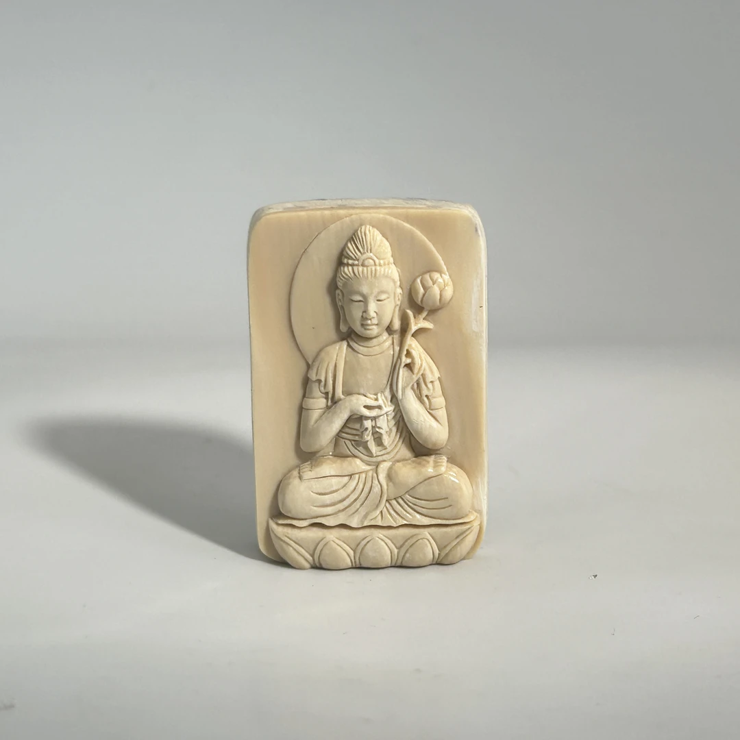 猛犸牙雕观音吊坠牌47*30*13mm假一罚四W7684