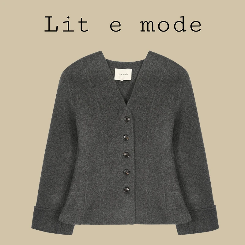 【3折断码 闭店福利】收腰双面尼大衣女短款显高复古气质 A1441