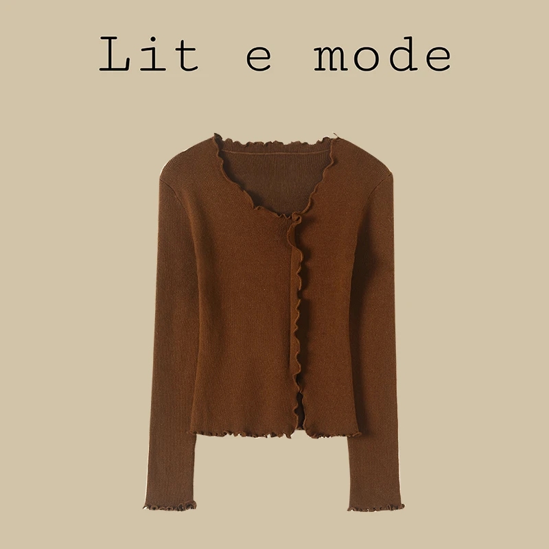 【3折断码 闭店福利】【阿那亚】荷叶边内搭针织衫上衣设计感小众-新