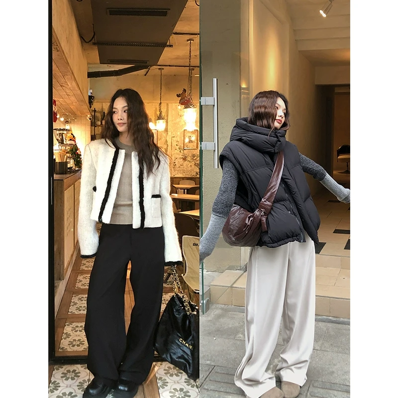 任小艺【12.10新品】双侧立体定位骨线梨形直筒阔腿休闲裤高腰西裤