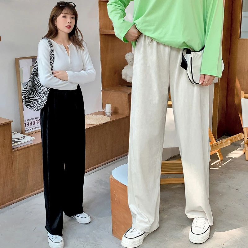 W301新品胖妹妹加肥加大码女装显瘦显高显腿长丝绒阔腿