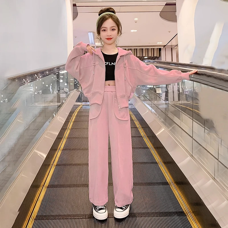 女童春秋套装2023新款女孩韩版洋气网红时髦中大童秋款两件套休闲