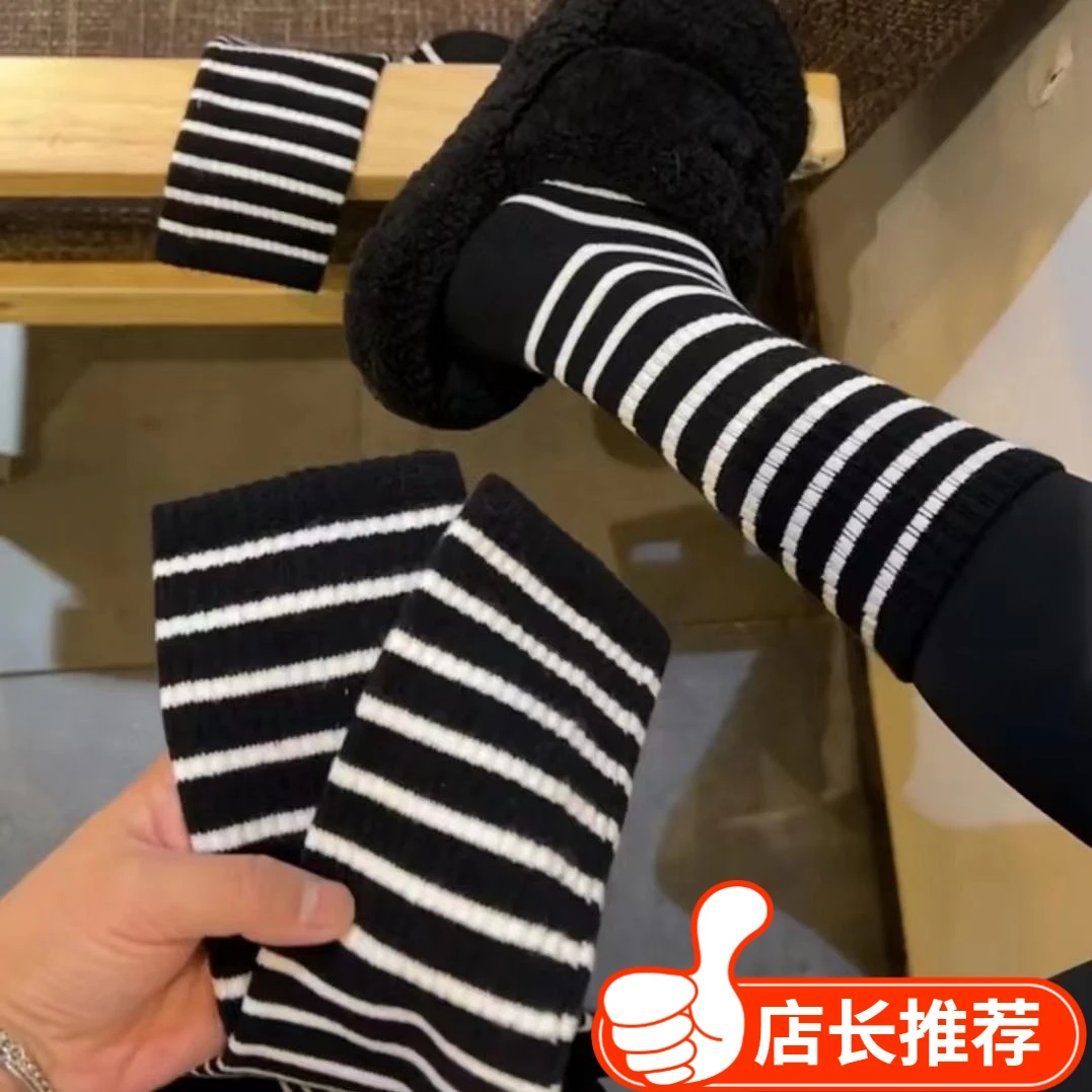 秋冬爆款袜子女高筒早春简约条纹ins风时尚百搭潮袜显瘦甜美学院