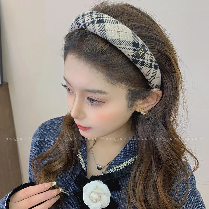 小香风发捆高颅顶发箍女2023新款秋冬季显脸小女款高级感洋气时尚