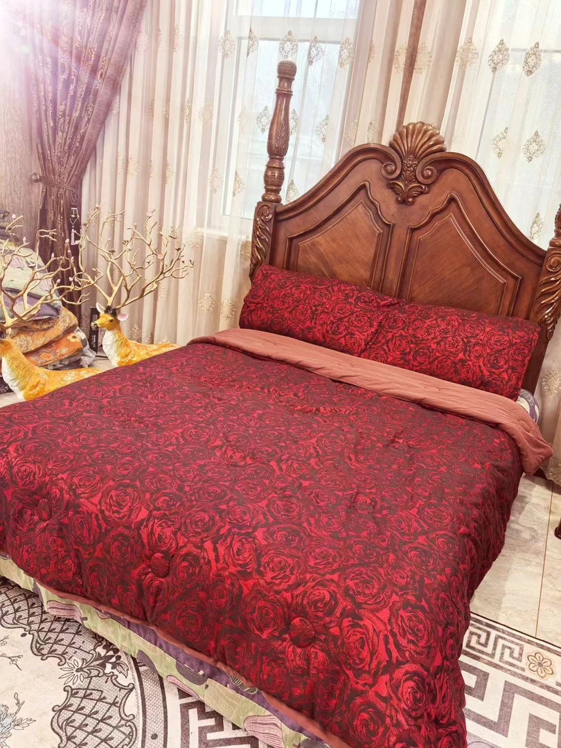 150*200cm黑金玫瑰银离子双层纱恒温保暖被柔软亲服透气可机洗