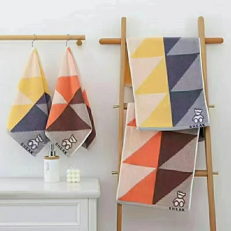 柔软简约时尚吸水休闲毛巾棉枕棉麻格子方形可爱成人家用（2条装）