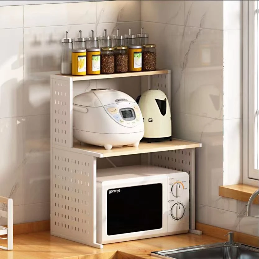厨房置物架微波炉烤箱台面双层电饭锅支架多功能架子家用收纳放锅