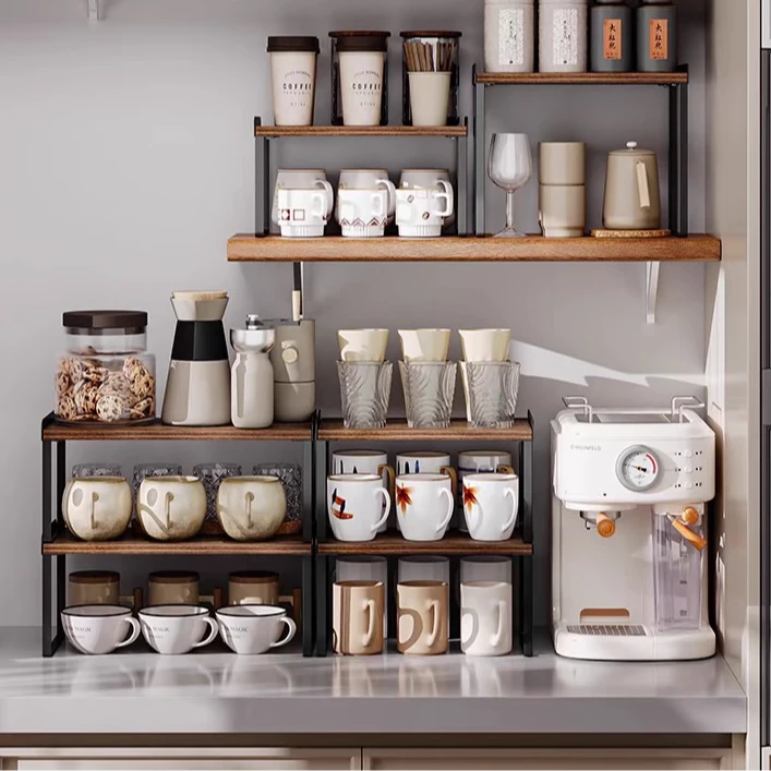 新款厨房调料置物架可分层多功能家用收纳隔板盘子橱柜调味料锅架