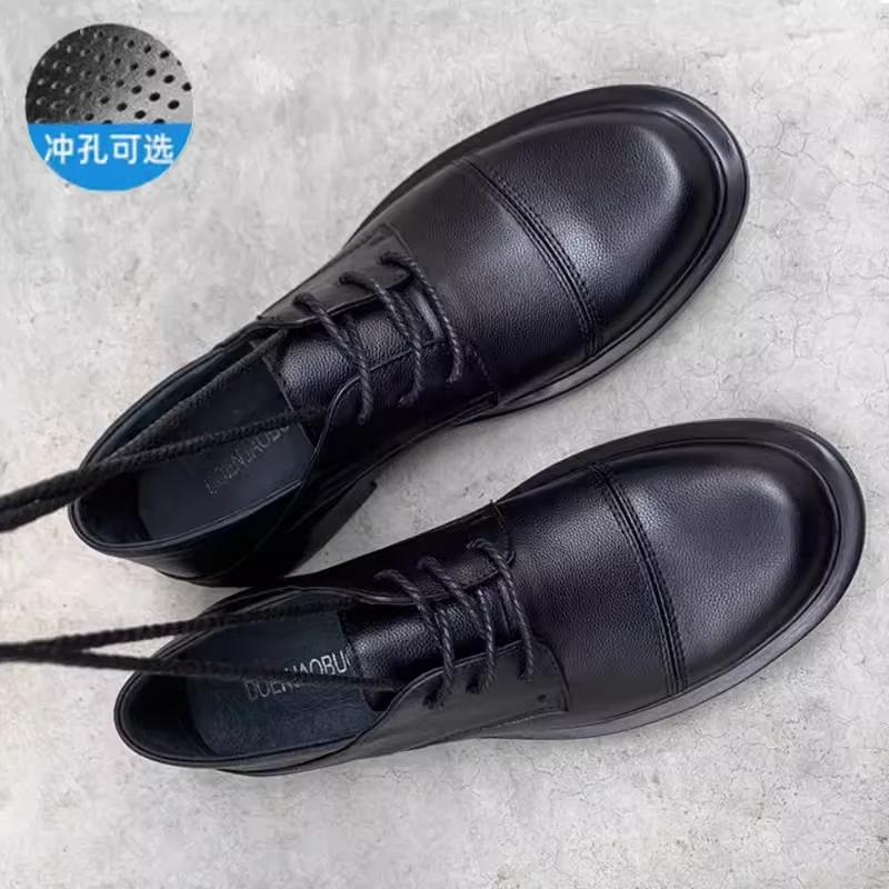 软皮三接头正装皮鞋男款商务英伦休闲鞋真皮系带手工透气男鞋2868