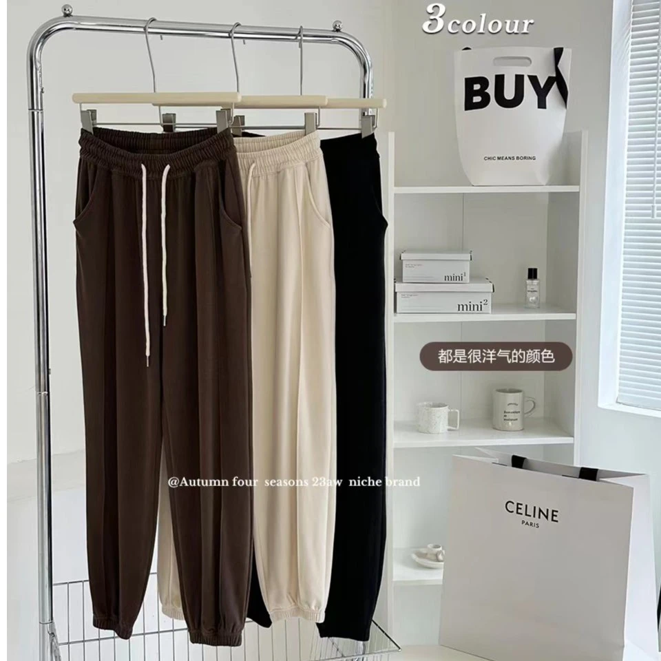 【田心云】/,精选糯米棉女士中腰啵啵糯糯束脚休闲裤