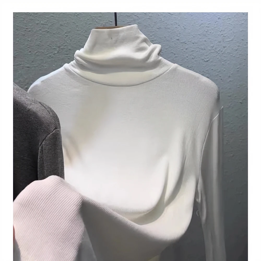 田心云/, 秋冬长袖女士小众百搭半高领慕斯羊绒打底衣【5582#】