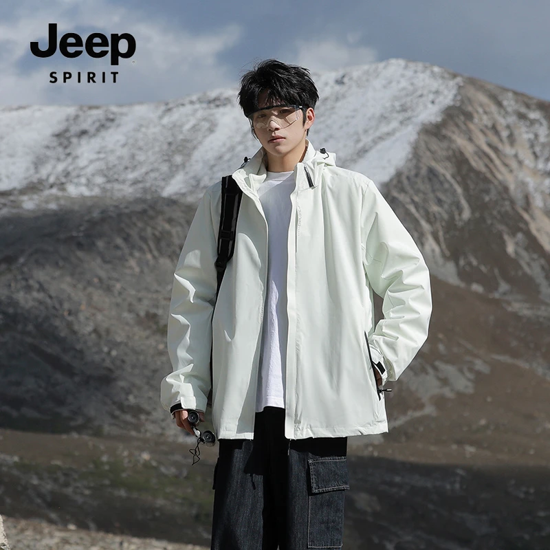 JEEPSPIRIT吉普冲锋衣三合一可拆卸户外情侣登山服防风风水外套男