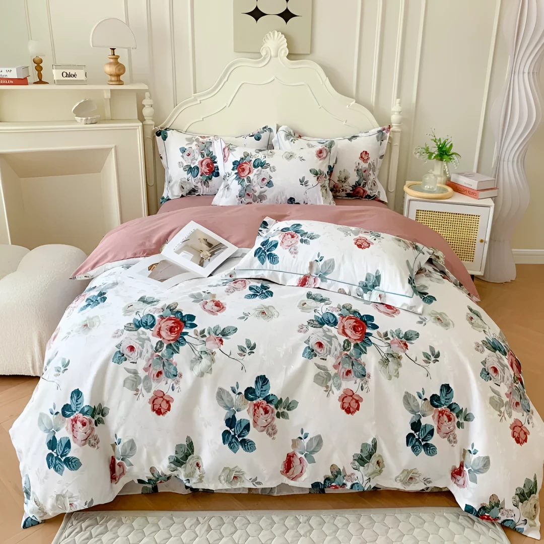 新款轻奢时尚亲肤棉欧式印花柔软加厚四件套--香缇娜简约小清新