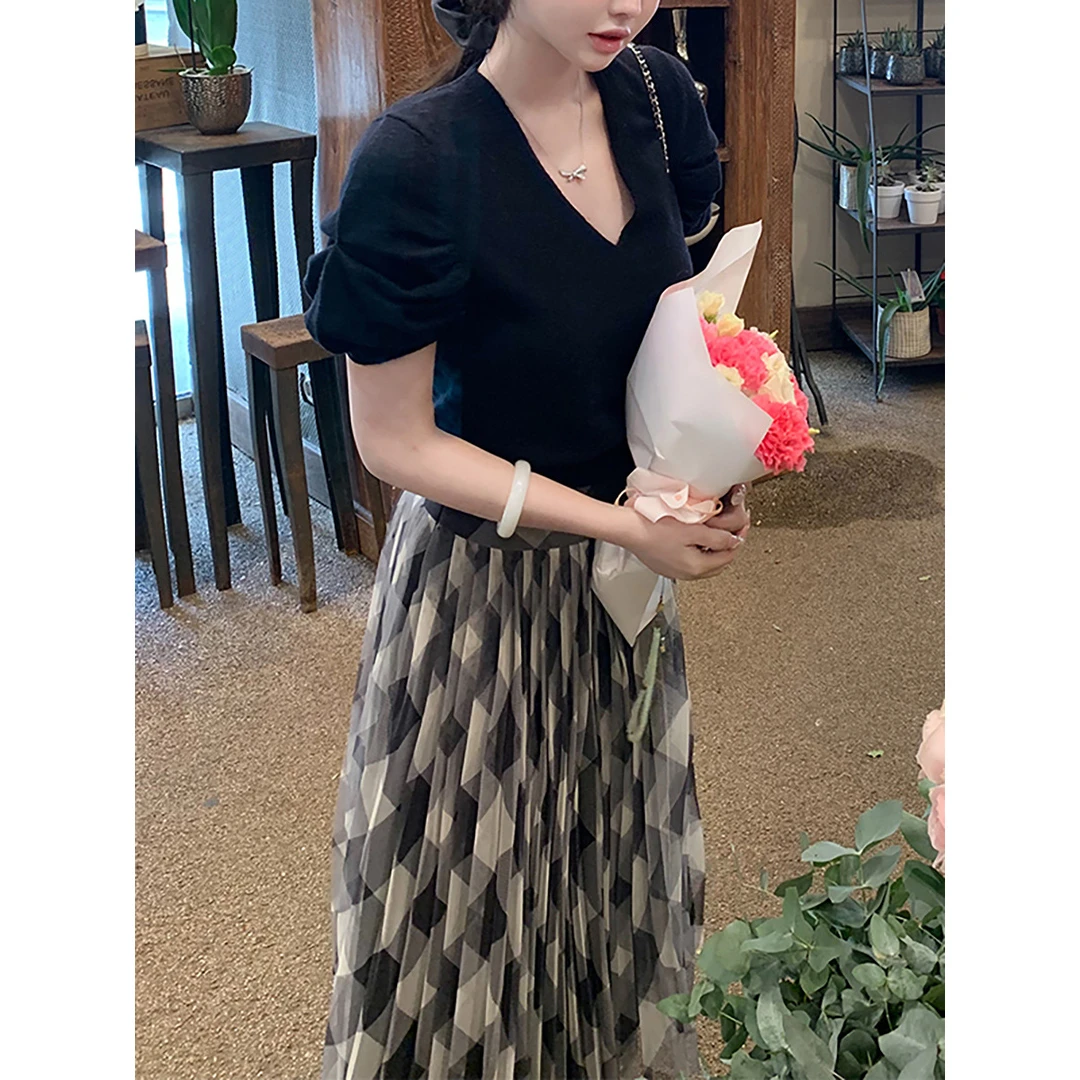 大姐姐 巴黎香气  套裙组短袖显瘦气质高腰夏季法式小众收腰时尚
