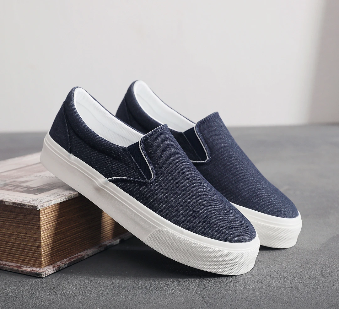 男士帆布鞋休闲鞋老北京布鞋一脚蹬懒人鞋厚底牛仔帆增高厚底男鞋