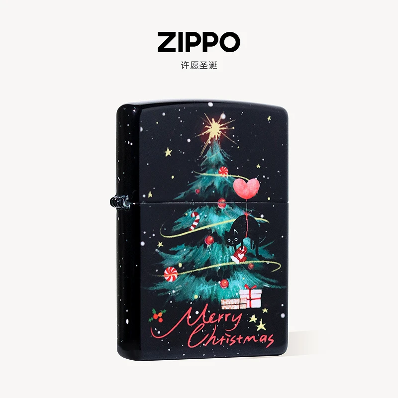 ZIPPO打火机DIY板常规热转印许愿圣诞白色礼盒装防风原装DY9902CY