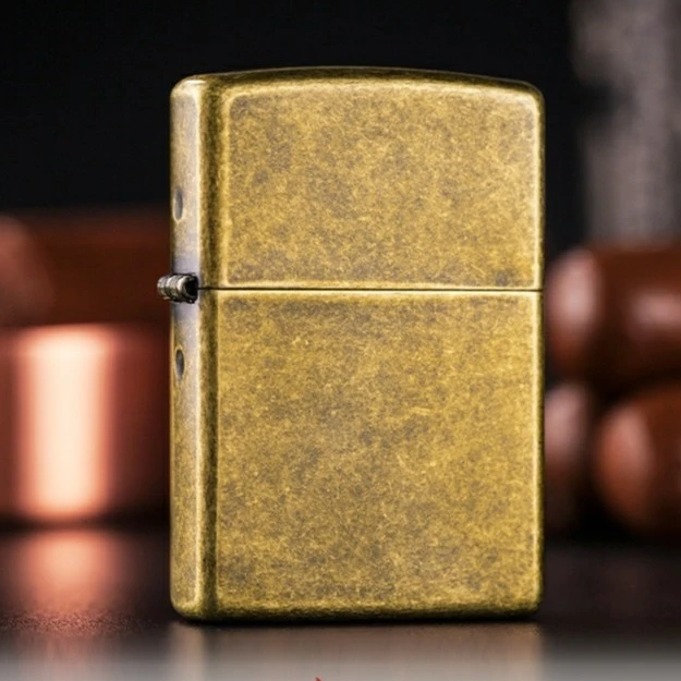 ZIPPO打火机美版原版花砂光板仿古黄铜复古商务李峋同款TC9901US