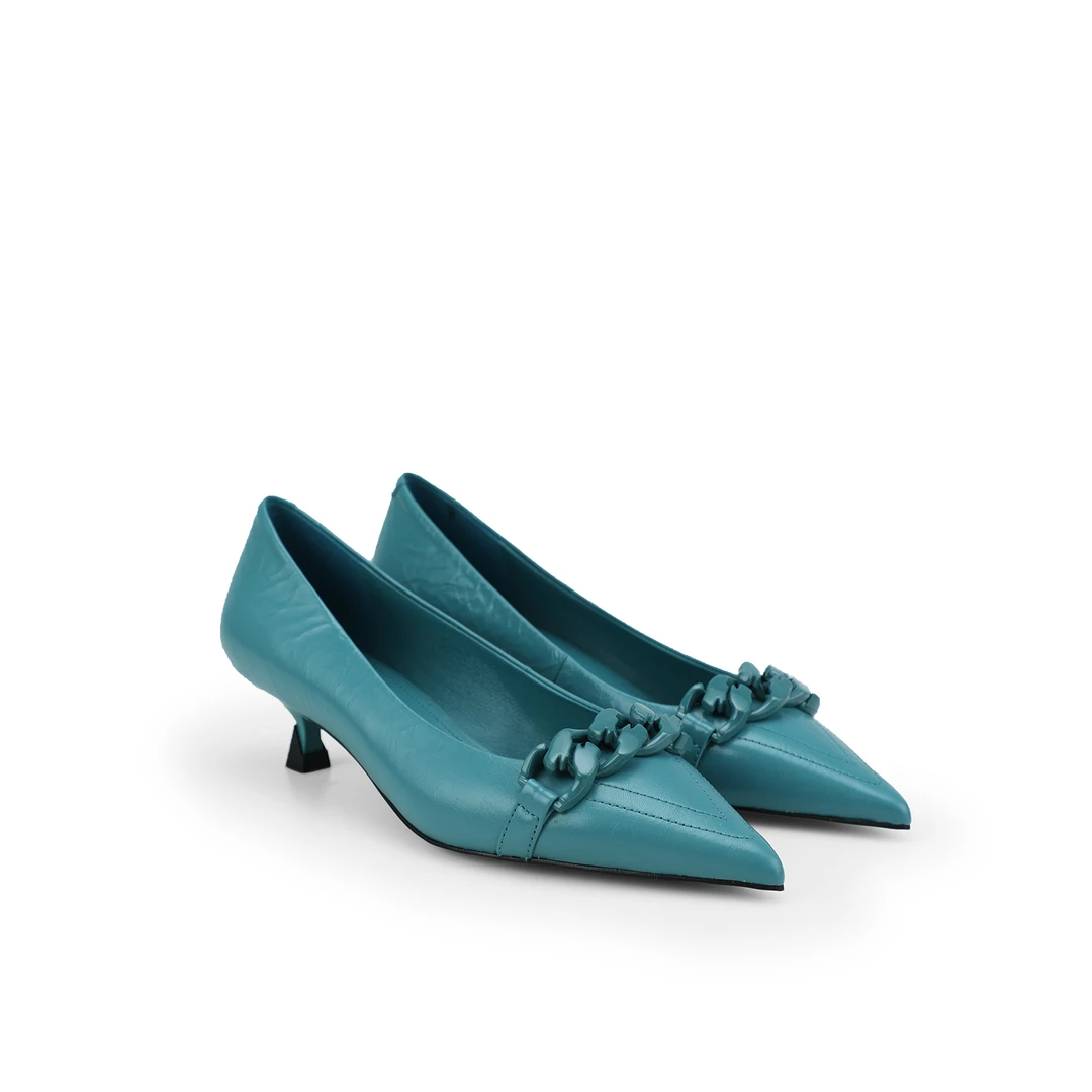 MANIKA GUAN 气质时尚百搭绿色女士细跟法式浅口高跟鞋MK2019115