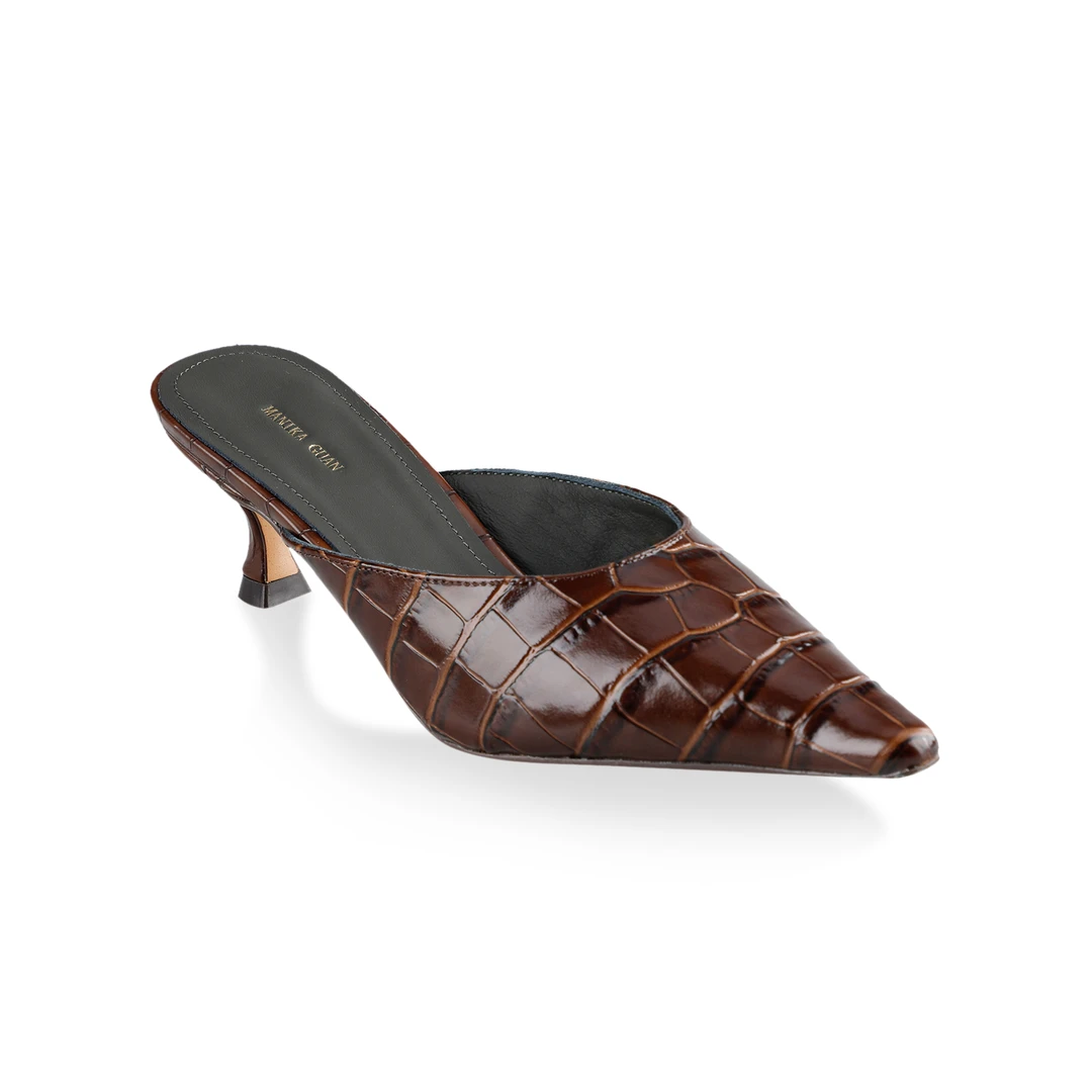 MANIKA GUAN 时尚经典气质石头纹高跟尖头百搭跟鞋MK2077024