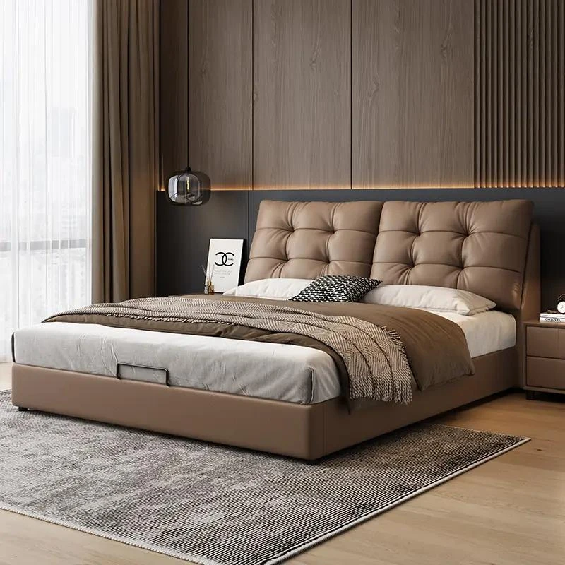 【棉花糖】轻奢简约高端小户型1.8主卧床儿童双人头层牛皮床 CT-B13