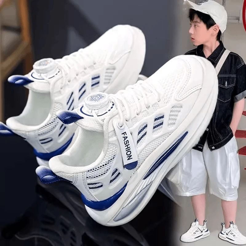 阿童木男童小白鞋秋季新款儿童双网透气软底运动鞋男孩轻便跑步鞋