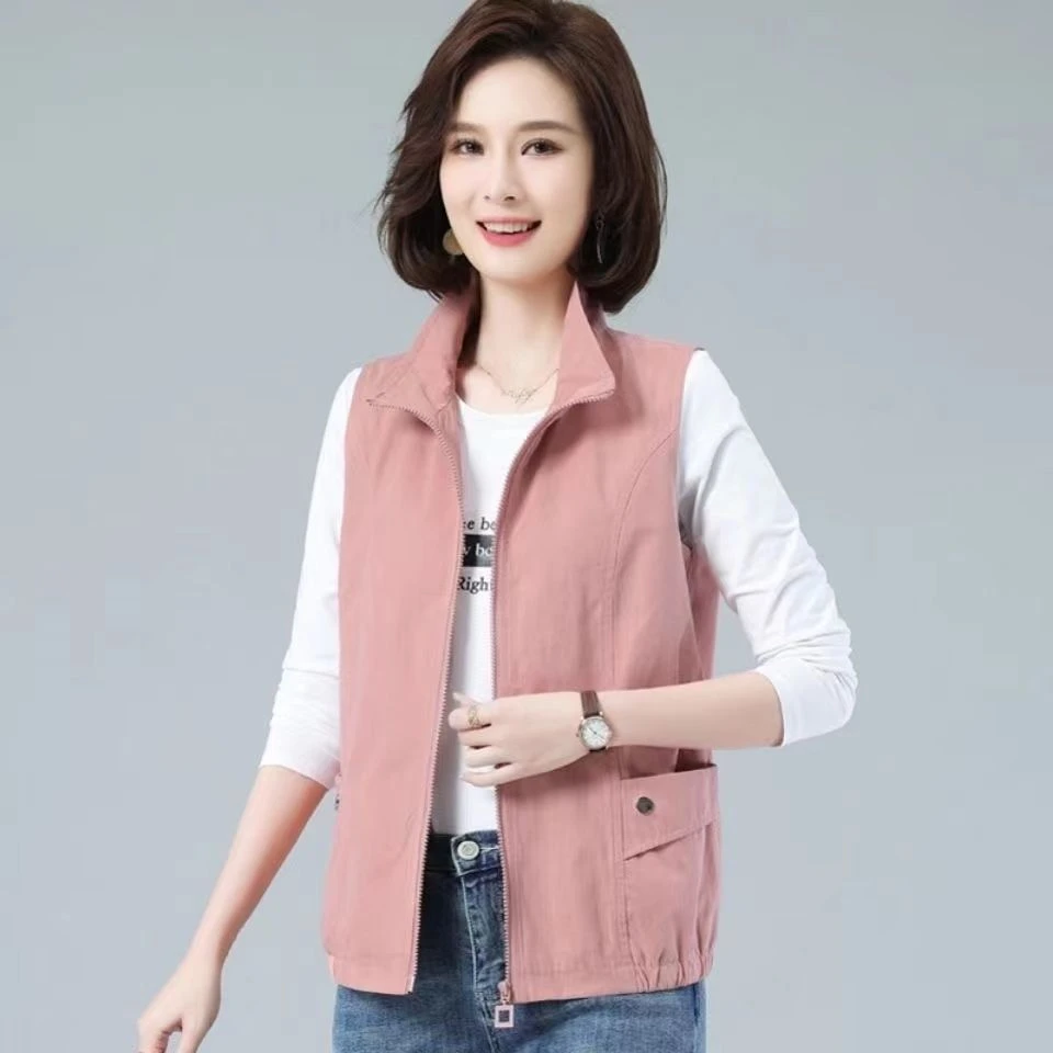 (有里布)马甲外套女短款2023春新款韩版中年妈妈装宽松显瘦背心