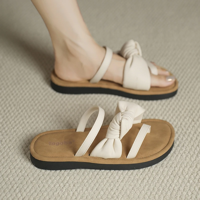 Tagabe2024新款小众设计一字拖平底百搭凉拖鞋女套趾高级感夏时尚