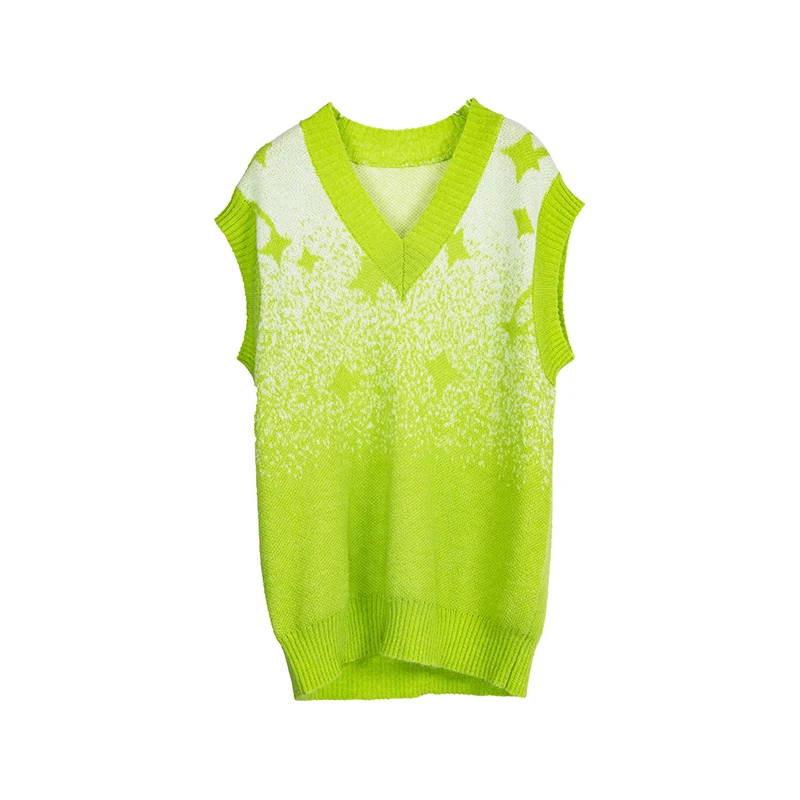 秋季新款渐变马甲毛衣女时尚无袖背心设计感A63