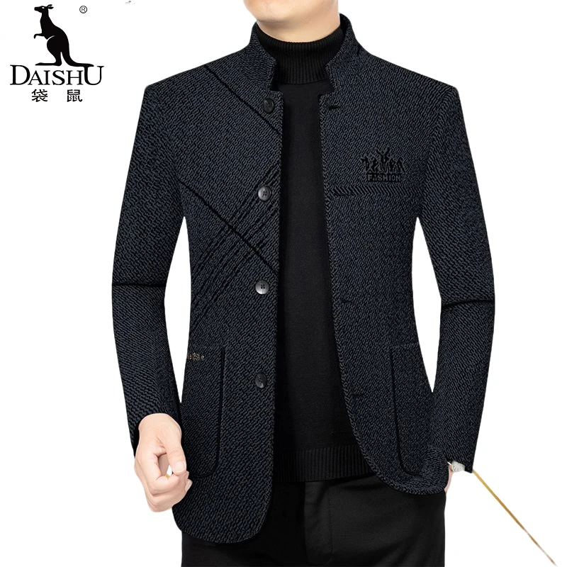 袋鼠春季新款高档中年男士立领夹克衫商务休闲春秋款外套爸爸装