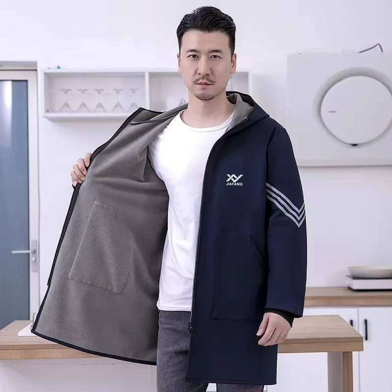 正穿加绒保暖外穿连帽围裙厨房家用防风外穿罩衣大人干活女工作服