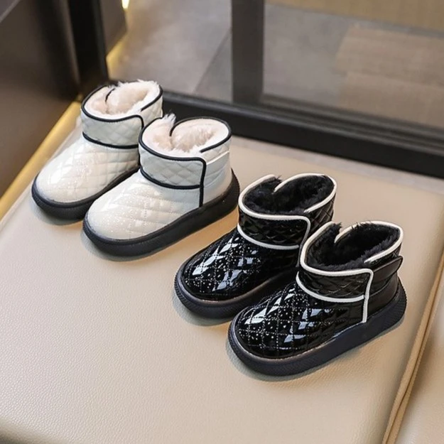 儿童雪地靴冬季新款男童加绒大棉靴女童加厚保暖靴中小童短靴