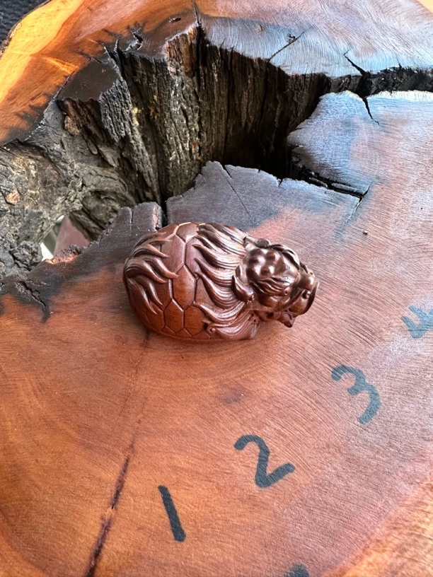 雷击枣木7公分龙龟桌面摆件把件