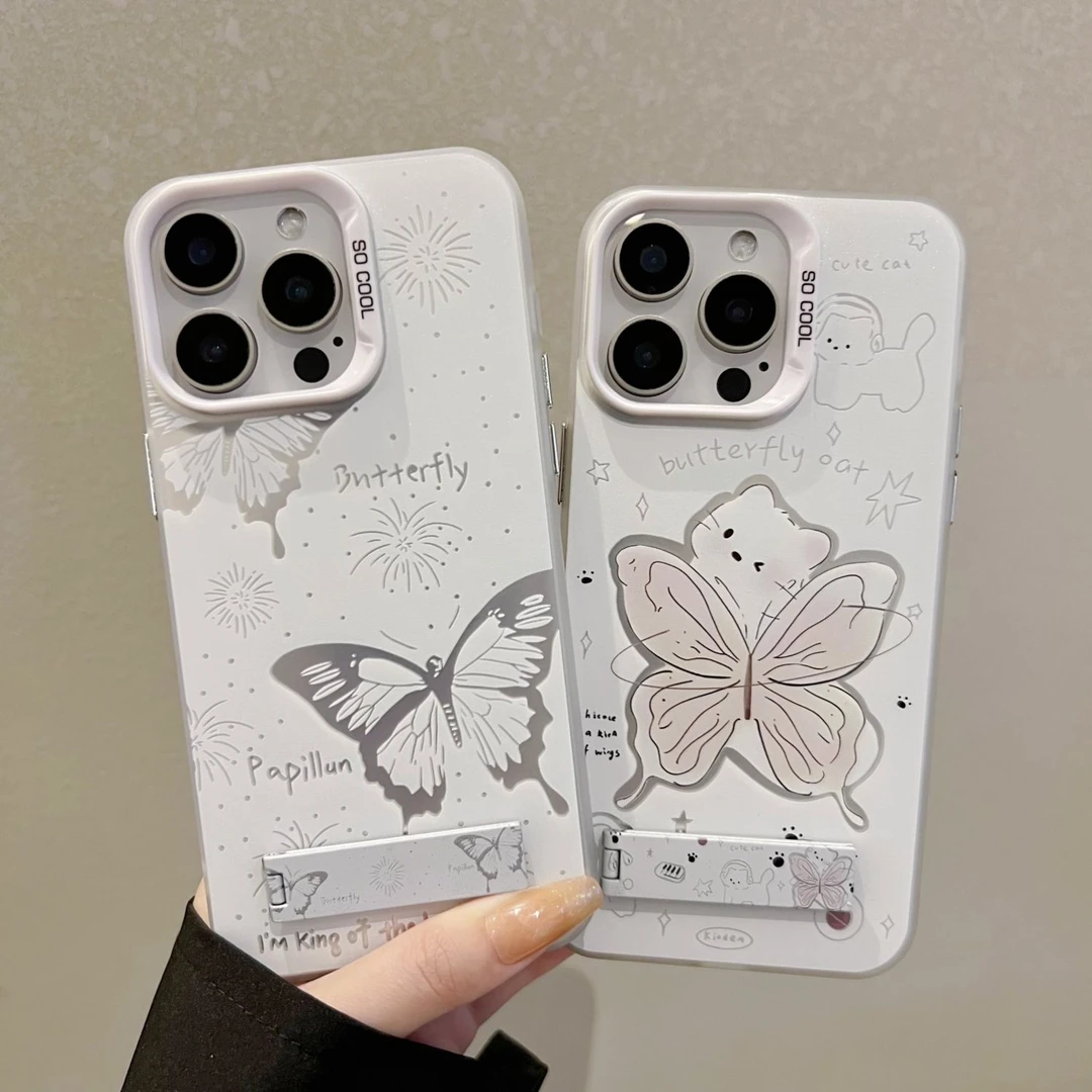 烟花蝴蝶猫咪适用华为oppo荣耀vivo小米苹果13手机壳14镭射15支架